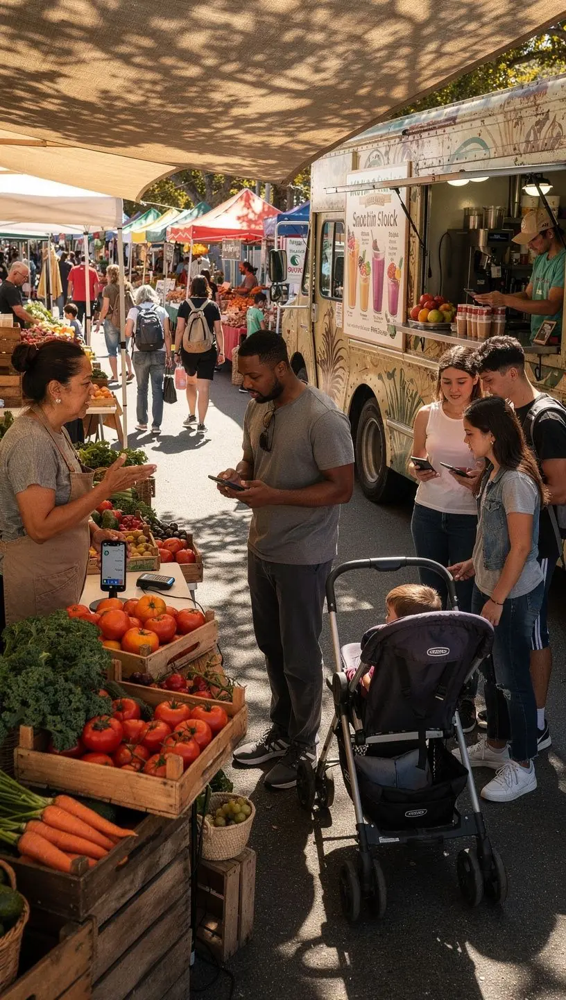 Drone delivering packages to homes in a smart residential district.